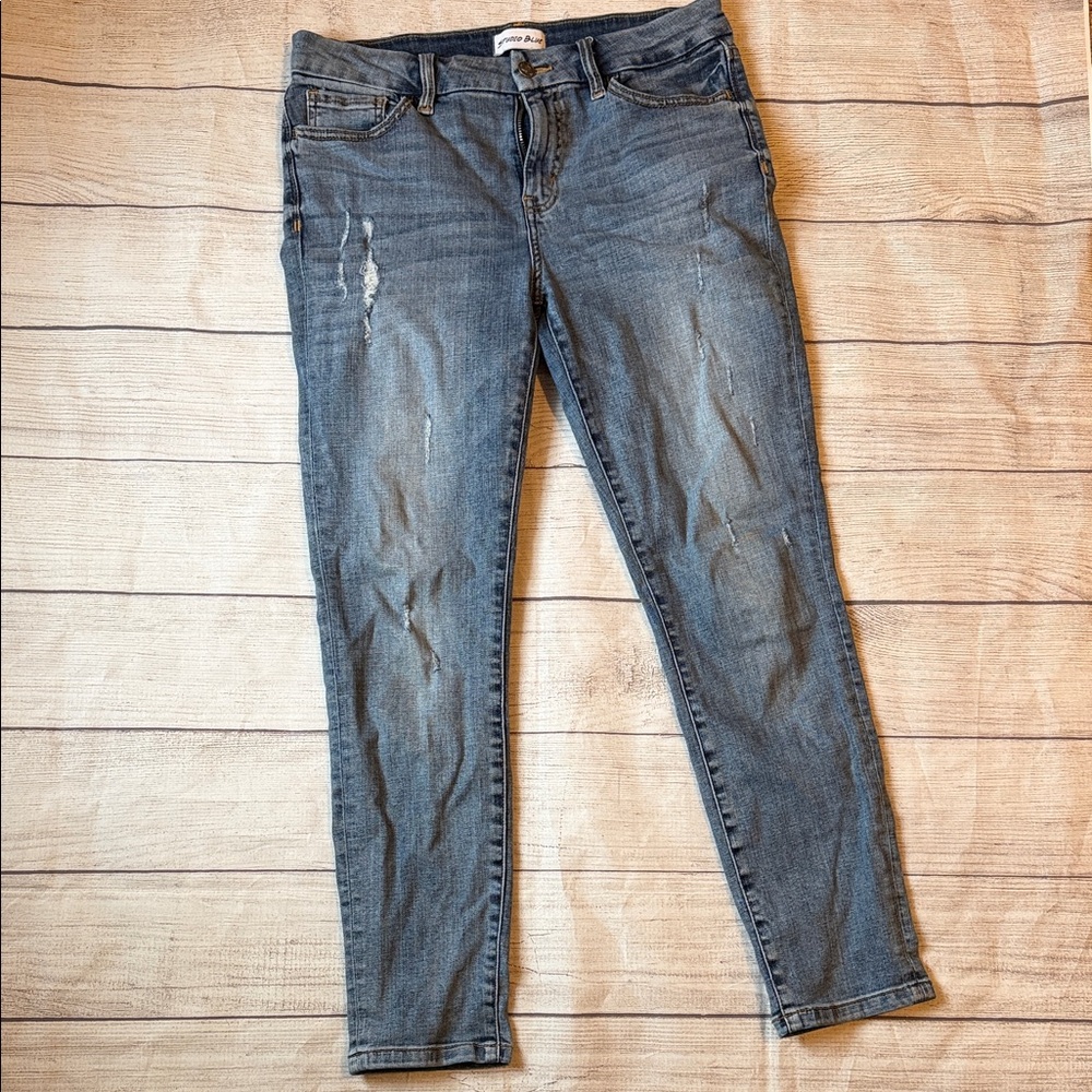 Classic Blue Distressed Skinny Jeans